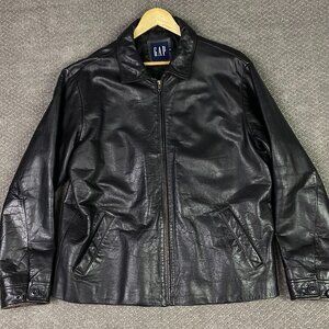Vintage Y2K GAP Leather Jacket Men's Large Bomber Distressed
